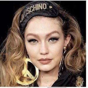 BLACK LEATHER AND GOLD MOSCHINO SLEEP MASK